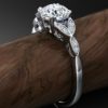 W058 Floral Vintage Engagement Ring perspective View