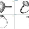 W085 Iris Pear Halo Engagement Ring - Design