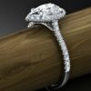 W085 Iris Pear Halo Engagement Ring Perspective View