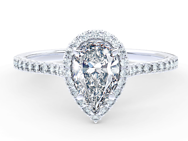 W085 Iris Pear Halo Engagement Ring