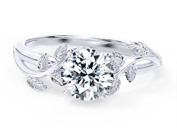 L0103 Ivana Soliltaire Floral Diamond Engagement Ring in White gold Title