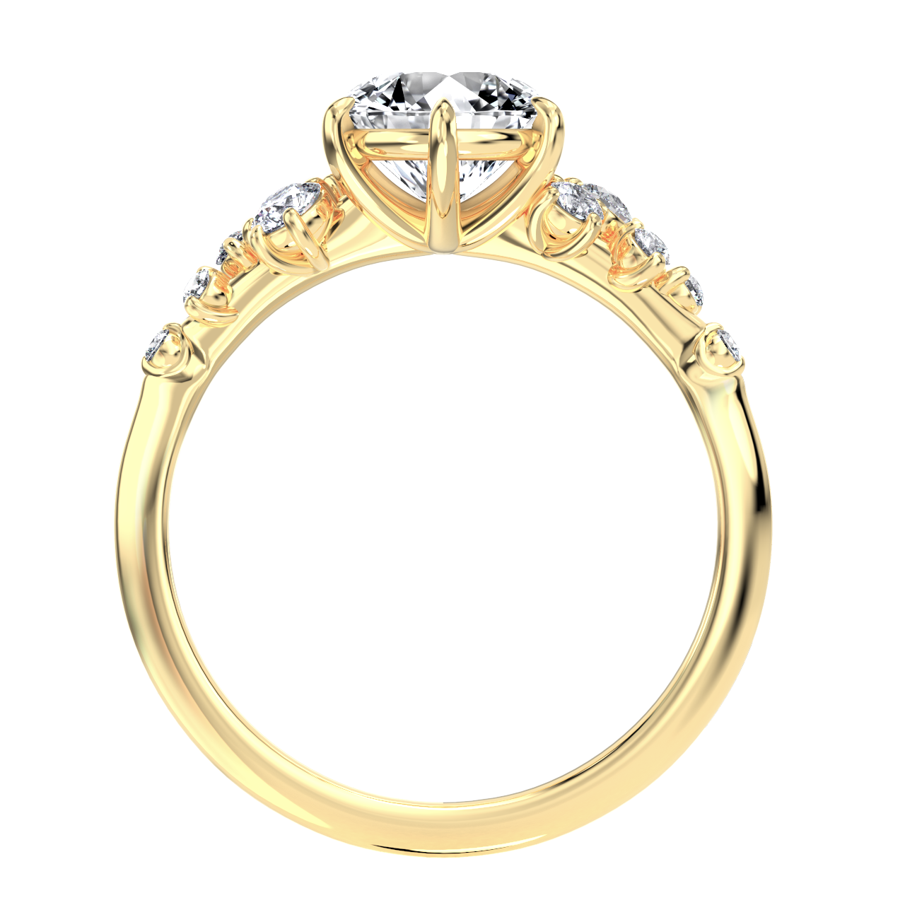L0033 Lisa Accent Diamond Engagement in YG Gold Sideview