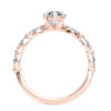 A1054 Aspen Accent Diamond Engagement in Rose Gold Sideview