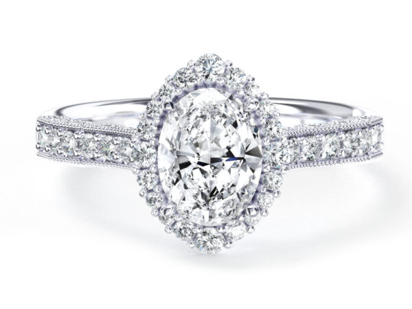 L0044 June Halo Diamond Engagement in White Gold