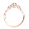L0050 Vivian Three Stone Diamond Engagement in Rose Gold Side-View
