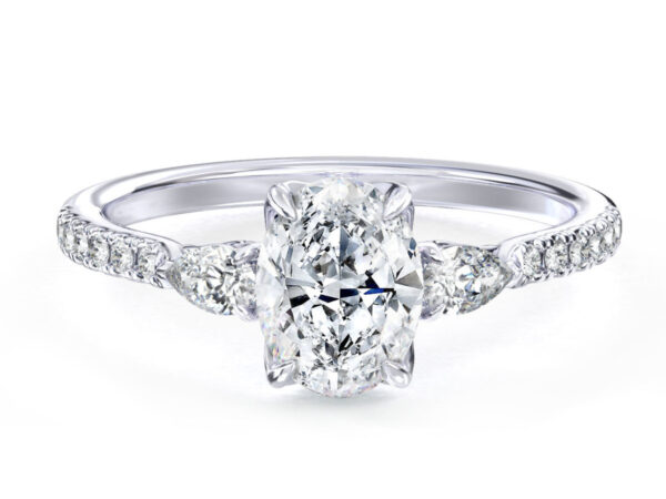 L0050 Vivian Three Stone Diamond Engagement in White Gold