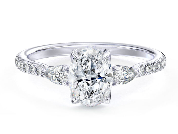 L0050 Vivian Three Stone Diamond Engagement in White Gold